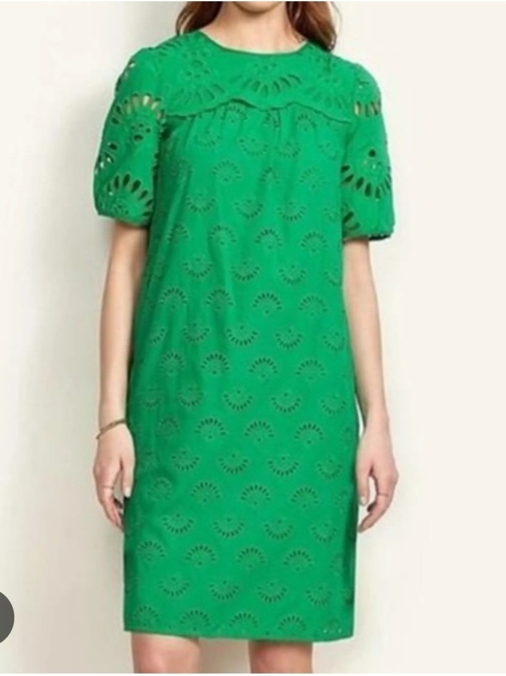 Ann Taylor Kelly Green Eyelet Midi Dress